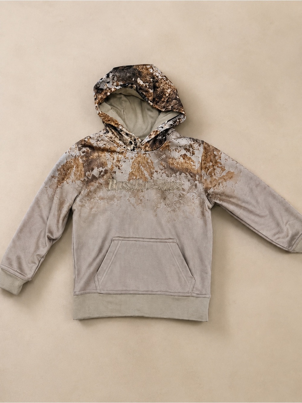 Bass Pro Shops Youth Medium Camo Performance Hoodie Hunting Pullover fits like S